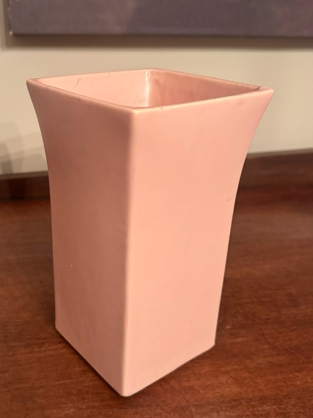 McCoy Pink Ceramic Square Vase Solid Pattern 338 Garden Club Line